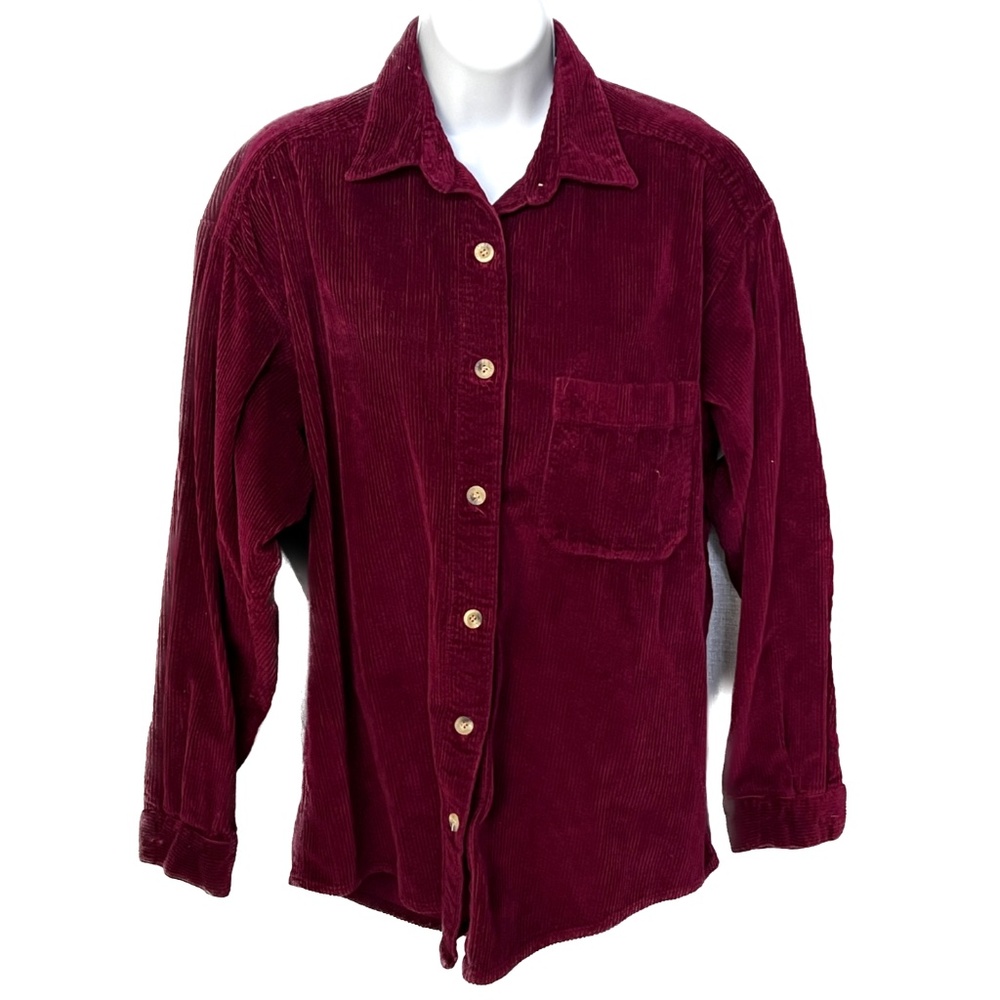 Genuine Gramicci Shirt Wide Whale Corduroy Sz M Burgundy Red Button Up Vintage